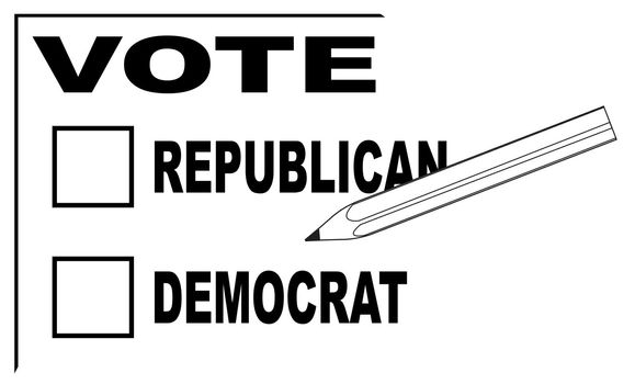 A vote slip for both Republican and Democrat with pencil