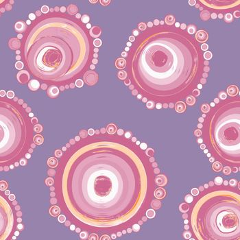 Geometric seamless pattern,texture with perfectly contacting nested circles with different size colors.Repeating pattern with circles filled with dots.For textile,wrapping paper,banner.Pastel shades.