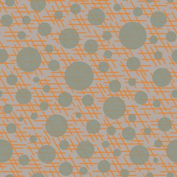 Abstract seamless pattern with colorful balls and lines.Illustration colorful polka dots ornament for background.Good for invitation,poster,card,flyer,banner,textile,fabric.Gray purple orange colors.