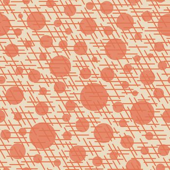 Abstract seamless pattern with colorful balls and lines.Illustration colorful polka dots ornament for background.Good for invitation,poster,card,flyer,banner,textile,fabric.Pink purple peach colors.