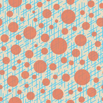 Abstract seamless pattern with colorful balls and lines.Illustration colorful polka dots ornament for background.Good for invitation,poster,card,flyer,banner,textile,fabric.Pink azure peach colors.