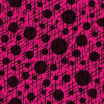 Abstract seamless pattern with colorful balls and lines.Illustration colorful polka dots ornament for background.Good for invitation,poster,card,flyer,banner,textile,fabric.Pink black gray colors.
