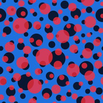 Abstract seamless pattern with colorful balls.Illustration of overlapping colorful dots pattern for background abstract.Polka dots ornament.Good for invitation,poster,card,flyer,banner,textile,fabric.