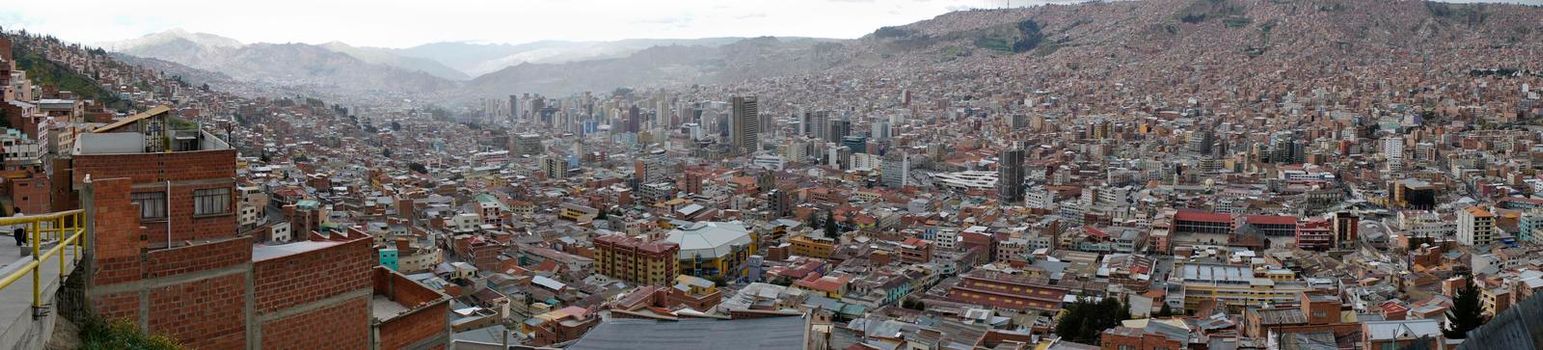 La Paz, View of brick houses hills, Bolivia, South America