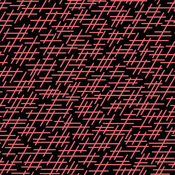 Randomly crossing lines making pattern.Chaotic short lines seamless pattern,chips and sticks modern repeatable motif.Good for print, textile,fabric, background, wrapping paper.Pink black colors.
