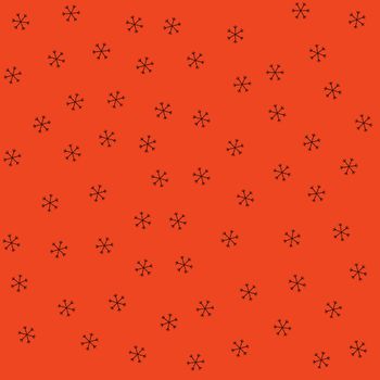 Seamless Christmas pattern doodle with hand random drawn snowflakes.Wrapping paper for presents, funny textile fabric print, design, decor, food wrap, backgrounds. new year.Raster copy.Coral, black