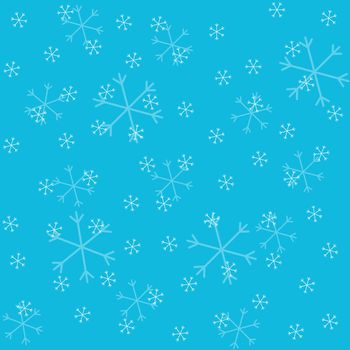 Seamless Christmas pattern doodle with hand random drawn snowflakes.Wrapping paper for presents, funny textile fabric print, design, decor, food wrap, backgrounds. new year.Raster copy.Sky blue, white