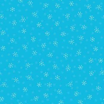 Seamless Christmas pattern doodle with hand random drawn snowflakes.Wrapping paper for presents, funny textile fabric print, design, decor, food wrap, backgrounds. new year.Raster copy.Sky blue, white