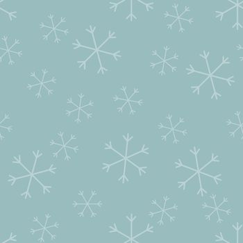 Seamless Christmas pattern doodle with hand random drawn snowflakes.Wrapping paper for presents, funny textile fabric print, design, decor, food wrap, backgrounds. new year.Raster copy.Sky gray, white