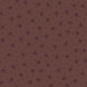 Seamless Christmas pattern doodle with hand random drawn snowflakes.Wrapping paper for presents,funny textile fabric print, design, decor,food wrap,backgrounds. new year.Raster copy.Coffee color black