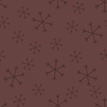 Seamless Christmas pattern doodle with hand random drawn snowflakes.Wrapping paper for presents,funny textile fabric print, design, decor,food wrap,backgrounds. new year.Raster copy.Coffee color black