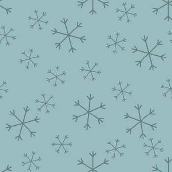 Seamless Christmas pattern doodle with hand random drawn snowflakes.Wrapping paper for presents, funny textile fabric print, design, decor, food wrap, backgrounds. new year.Raster copy.Sky gray, lilac