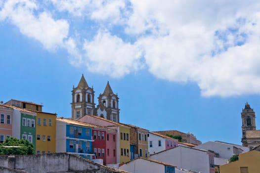 Salvador de Bahia, Pelourinho view with colorful buildings, Brazil, South America