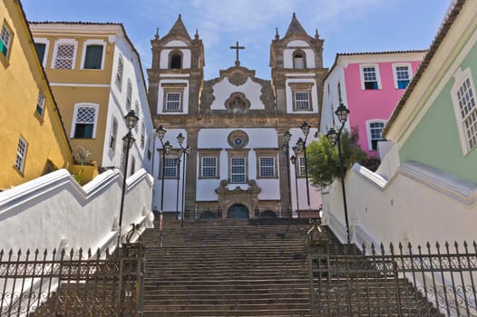 Salvador de Bahia, Pelourinho view with a  Colonial Church, Brazil, South America