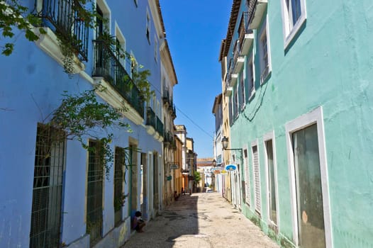 Salvador de Bahia, Pelourinho view with colorful buildings, Brazil, South America