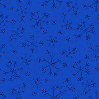 Seamless Christmas pattern doodle with hand random drawn snowflakes.Wrapping paper for presents, funny textile fabric print, design, decor, food wrap, backgrounds. new year.Raster copy.Cyan black