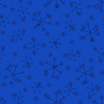 Seamless Christmas pattern doodle with hand random drawn snowflakes.Wrapping paper for presents, funny textile fabric print, design, decor, food wrap, backgrounds. new year.Raster copy.Cyan black