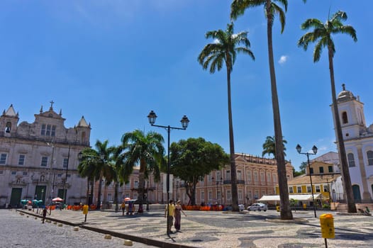 Salvador de Bahia, Pelourinho view with colorful buildings, Brazil, South America