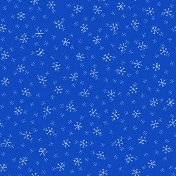 Seamless Christmas pattern doodle with hand random drawn snowflakes.Wrapping paper for presents, funny textile fabric print, design, decor, food wrap, backgrounds. new year.Raster copy.Cyan white