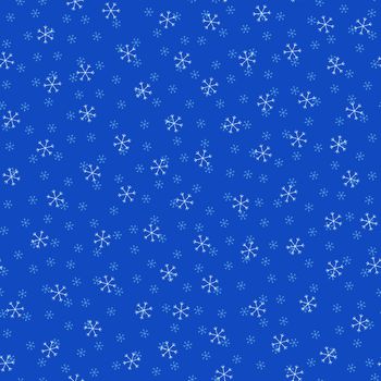 Seamless Christmas pattern doodle with hand random drawn snowflakes.Wrapping paper for presents, funny textile fabric print, design, decor, food wrap, backgrounds. new year.Raster copy.Cyan white
