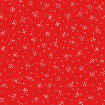 Seamless Christmas pattern doodle with hand random drawn snowflakes.Wrapping paper for presents, funny textile fabric print, design, decor, food wrap, backgrounds. new year.Raster copy.Red white