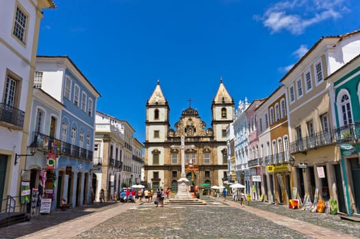 Salvador de Bahia, Pelourinho view with a  Colonial Church, Brazil, South America