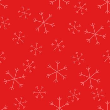 Seamless Christmas pattern doodle with hand random drawn snowflakes.Wrapping paper for presents, funny textile fabric print, design, decor, food wrap, backgrounds. new year.Raster copy.Red lilac