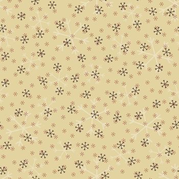 Seamless Christmas pattern doodle with hand random drawn snowflakes.Wrapping paper for presents, funny textile fabric print, design, decor, food wrap, backgrounds. new year.Raster copy.Beige black