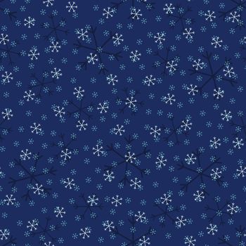 Seamless Christmas pattern doodle with hand random drawn snowflakes.Wrapping paper for presents, funny textile fabric print, design, decor, food wrap, backgrounds. new year.Raster copy.Blue white