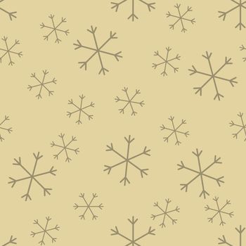 Seamless Christmas pattern doodle with hand random drawn snowflakes.Wrapping paper for presents, funny textile fabric print, design, decor, food wrap, backgrounds. new year.Raster copy.Beige gray