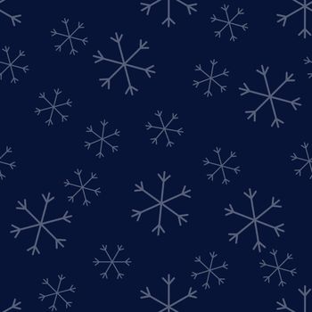 Seamless Christmas pattern doodle with hand random drawn snowflakes.Wrapping paper for presents, funny textile fabric print, design, decor, food wrap, backgrounds. new year.Raster copy.Blue lilac