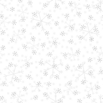 Seamless Christmas pattern doodle with hand random drawn snowflakes.Wrapping paper for presents, funny textile fabric print, design, decor, food wrap, backgrounds. new year.Raster copy.White gray