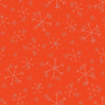 Seamless Christmas pattern doodle with hand random drawn snowflakes.Wrapping paper for presents, funny textile fabric print, design, decor, food wrap, backgrounds. new year.Raster copy.Coral, pink