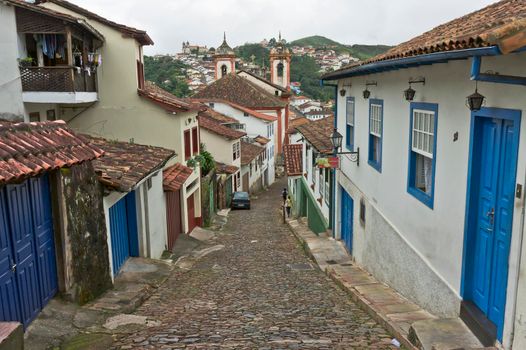 Ouro Preto, Old city street view, Brazil, South America