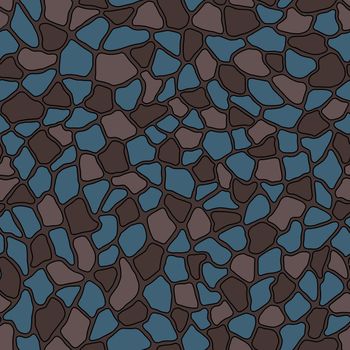 Terrazzo modern trendy colorful seamless pattern.Abstract creative backdrop with chaotic small pieces irregular shapes. Ideal for wrapping paper,textile,print,wallpaper,terrazzo flooring.Brown, azure.