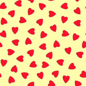 Simple hearts seamless pattern,endless chaotic texture made of tiny heart silhouettes.Valentines,mothers day background.Great for Easter,wedding,scrapbook,gift wrapping paper,textiles.Red on Ivory