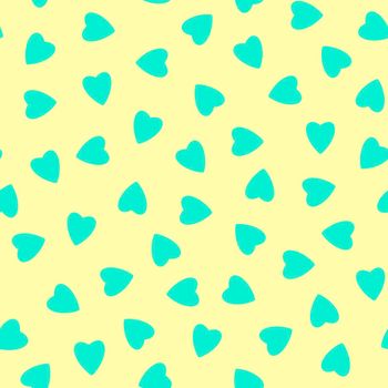 Simple hearts seamless pattern,endless chaotic texture made of tiny heart silhouettes.Valentines,mothers day background.Great for Easter,wedding,scrapbook,gift wrapping paper,textiles.Azure on Ivory.