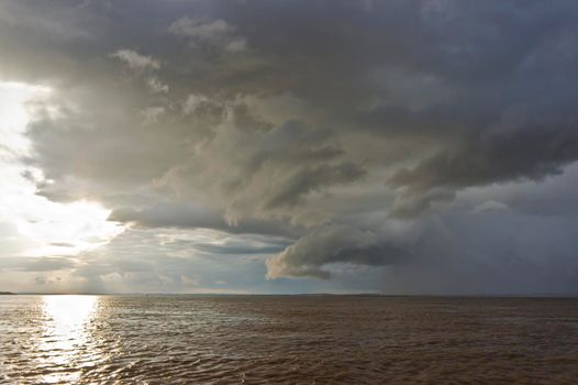 Amazon river view, Stormy clouds, Brazil, South America