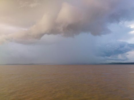Amazon river view, Stormy clouds, Brazil, South America