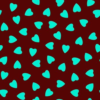 Simple heart seamless pattern,endless chaotic texture made of tiny heart silhouettes.Valentines,mothers day background.Azure on burggundy.Great for Easter,wedding,scrapbook,gift wrapping paper,textile
