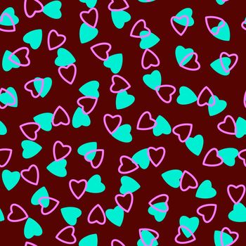 Simple hearts seamless pattern,endless chaotic texture made tiny heart silhouettes.Valentines,mothers day background.Azure,pink,burgundy.Great for Easter,wedding,scrapbook,gift wrapping paper,textiles