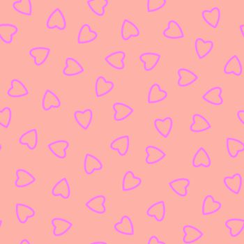 Simple hearts seamless pattern,endless chaotic texture made of tiny heart silhouettes.Valentines,mothers day background.Great for Easter,wedding,scrapbook,gift wrapping paper,textiles.Lilac on pink.