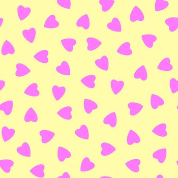 Simple hearts seamless pattern,endless chaotic texture made of tiny heart silhouettes.Valentines,mothers day background.Great for Easter,wedding,scrapbook,gift wrapping paper,textiles.Lilac on ivory.