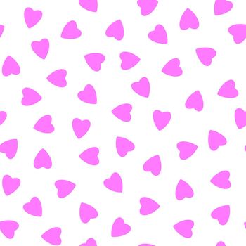 Simple hearts seamless pattern,endless chaotic texture made of tiny heart silhouettes.Valentines,mothers day background.Great for Easter,wedding,scrapbook,gift wrapping paper,textiles.Lilac on white.