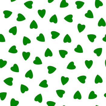 Simple hearts seamless pattern,endless chaotic texture made of tiny heart silhouettes.Valentines,mothers day background.Great for Easter,wedding,scrapbook,gift wrapping paper,textiles.Green on white.