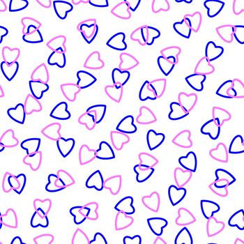 Simple hearts seamless pattern,endless chaotic texture made of tiny heart silhouettes.Valentines,mothers day background.Blue,lilac,white.Great for Easter,wedding,scrapbook,gift wrapping paper,textiles