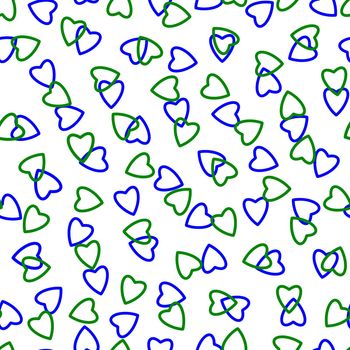 Simple hearts seamless pattern,endless chaotic texture made of tiny heart silhouettes.Valentines,mothers day background.Blue,green,white.Great for Easter,wedding,scrapbook,gift wrapping paper,textiles