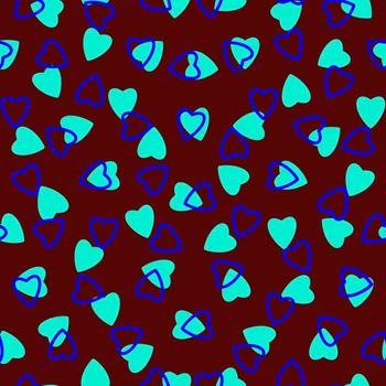 Simple hearts seamless pattern,endless chaotic texture made tiny heart silhouettes.Valentines,mothers day background.Azure,blue,burgundy.Great for Easter,wedding,scrapbook,gift wrapping paper,textiles