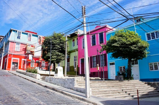 Valparaiso, Old city street view, Chile, South America