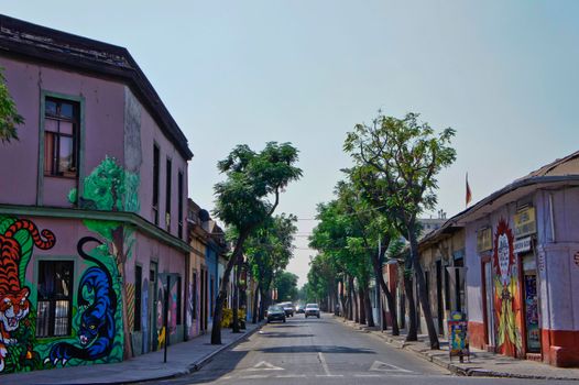 Santiago, Old city street view, Chile, South America